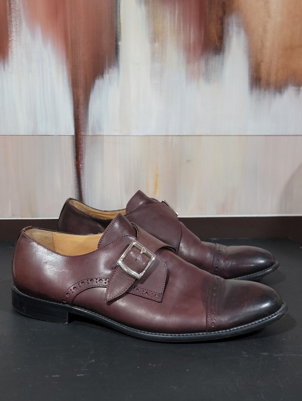 WALL + WATER Monk Strap Cap-Toe Derby, Lace-up Cognac size 12 Leather Men Shoes